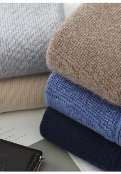 Men 100% Merino Wool Sweater Hooded Zipper Cardigan Autumn Winter Thickened Knit Large-size Jacket Long Sleeved Sportswear Coat