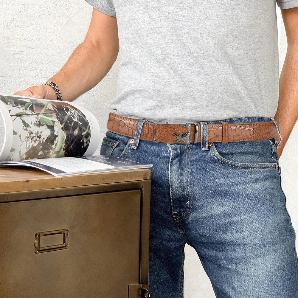 Men's PU Leather Belt Fashion Automatic Buckle Belt for Popular Business High Quality Male Belt