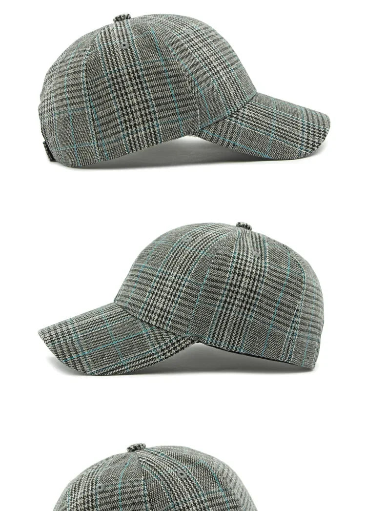 Hat Men's Spring Summer Outdoor Sunscreen Visor Classic Checkered Baseball Cap Hard Top Women's Cap Sun Cap