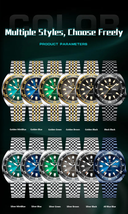 POEDAGAR Luxury Quartz Men Clock Waterproof Luminous Business Man Wristwatch Stainless Steel Date Week Sport Men's Watches Reloj