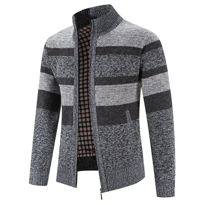 Autumn Winter Sweater Men Warm Cashmere Cotton Blended Pullovers Cardigan Men Fashion Casual Stand Collar Breathable Men Jackets