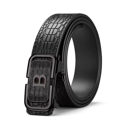 PAUL HUEMAN Stylish Men's PU Leather Belt - Fashion Belts  Business Automatic Buckle