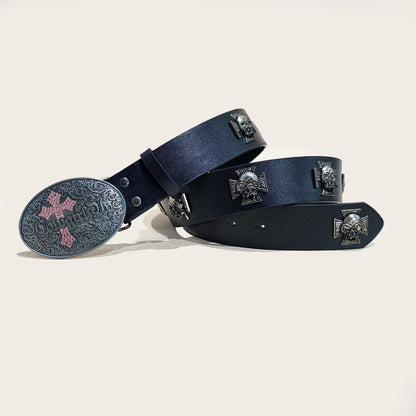 New Rivet Belt Metal Belt Men And Women Punk Hardware Jeans Belt Y2K Belt PU Leather Wide Adjustable Women's Belt Accessories