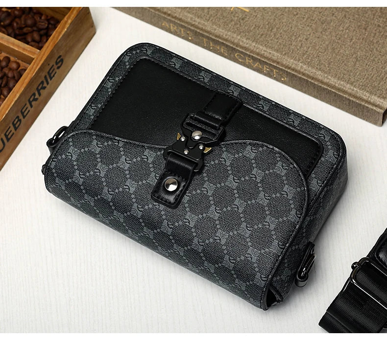 High-End Casual Shoulder Bag for Commuting Business Waterproof Daily Sling Bag Fashionable Jacquard Pattern Men's Crossbody Bag