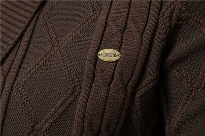 Men Cardigan Casual V-Neck Long Sleeve Sweater Men Coat
