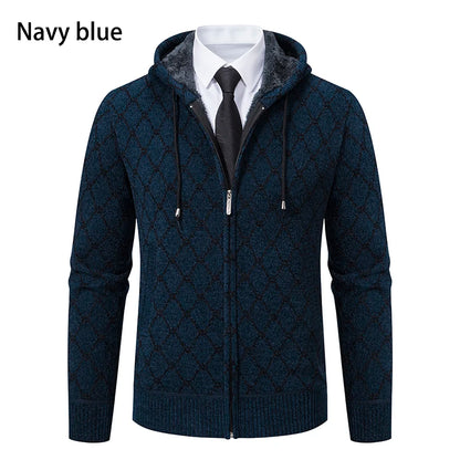 Winter plus velvet padded cardigan sweater men's sweater warm coat