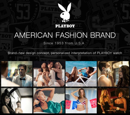 PLAYBOY Luxury Quartz Men's Watches Fashion Casual Leather Strap Sports Chronograph Wristwatch Original Waterproof Watches 3303