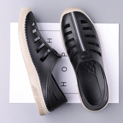 New Summer Genuine Leather Roman Men's Sandals Business Casual Shoes Outdoor Beach Wading Slippers Men's Shoes Big Size 38-48
