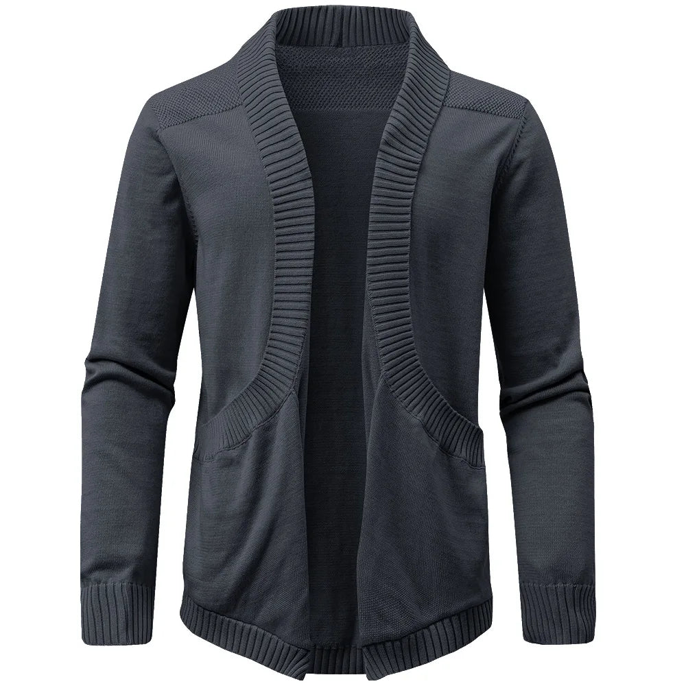 Men's Sweater Cardigan Spring Casual Classic V-neck Solid Color Cardigan Knit Soft Sweater Fashion Male Tops US Size