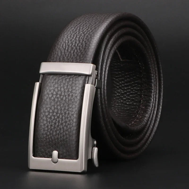 Premium Top Layer Cowhide Men'S Belt - Soft, Durable & Stylish With Automatic Alloy Buckle For Business Wear
