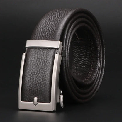 Premium Top Layer Cowhide Men'S Belt - Soft, Durable & Stylish With Automatic Alloy Buckle For Business Wear