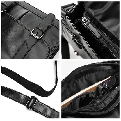Retro Messenger Bag Men Crossbody Bags Luxury PU Leather Shoulder Messenger Bag for Men Fashion Flap Large Capacity Satchles