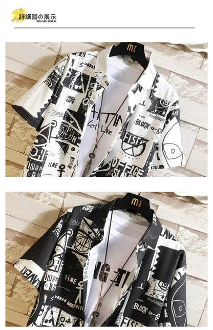 Summer Fun Graffiti 3D Printable Casual Shirt - Men's Daily Commute Beach Short Sleeve - Aloha Quick-Drying Shirt