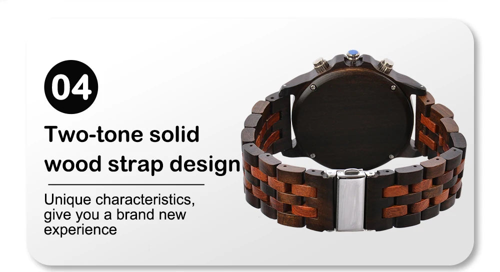 Man's Watches Wooden Watch Strap Hand Watch Quartz Wrist Watch for Men Chronograph  Luxury Brand montre homme Gift Drop Shipping