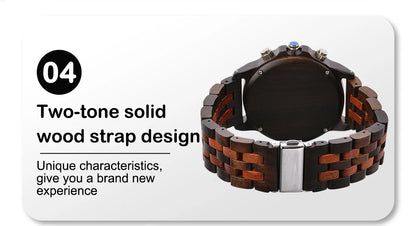 Man's Watches Wooden Watch Strap Hand Watch Quartz Wrist Watch for Men Chronograph  Luxury Brand montre homme Gift Drop Shipping