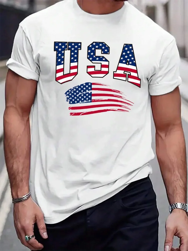 Hip-hop Style Cartoon Bear Print Men's T-shirt Summer Casual Everyday Top Urban Street Fashion Men's Oversized Short Sleeve Tees