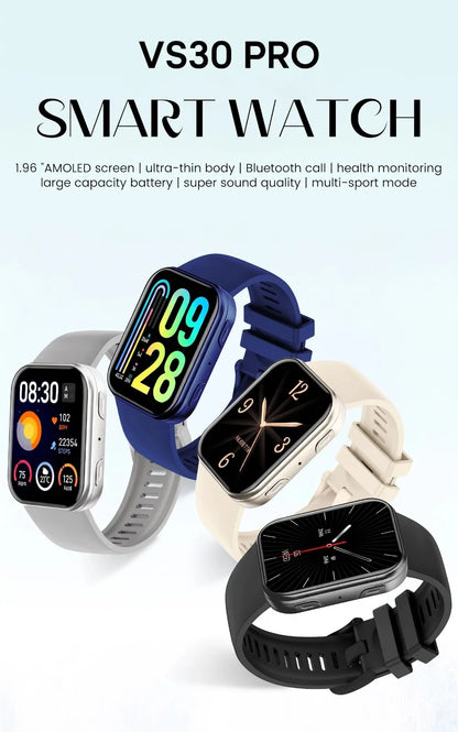 VS30 PRO Smart Watch 1.93-inch AMOLED Display Bluetooth Call Sports Modes Health Monitoring 1ATM Waterproof Custom Watch Fa