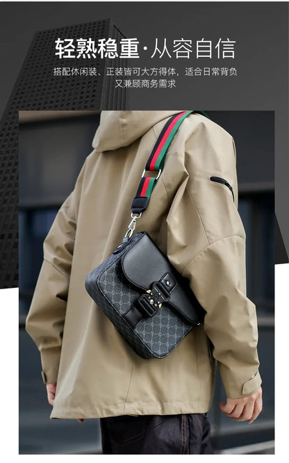 Luxury Plaid Crossbody Bags Men Fashion Buckle Flap Men's Crossbody Bag Casual Shoulder Bag Male Waterproof Business Sling Bags