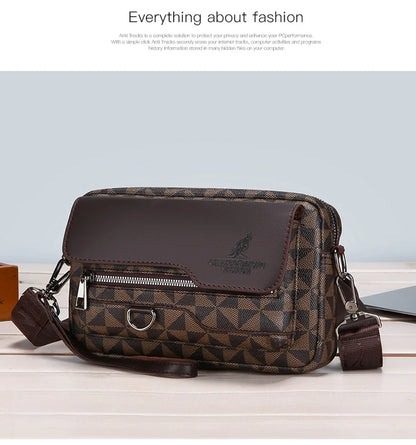 Business Men's Clutch Bags High Quality PU Leather Man's Small Shoulder Bag Multi-Functional Men Handbag Bag With Waist Strap
