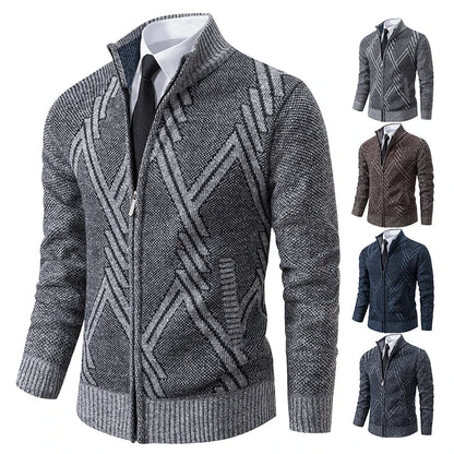 Spring Autumn Knit Cardigan Men Sweater Coat Man Clothes Brown Grey Brand Male Knitting Jackets