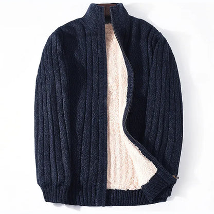 Plus Size M-6XL 7XL Winter Sweater Male Lamb Cashmere Knitted Black Cotton Polyester Thicken Warm Cardigan Men 2021 Clothing