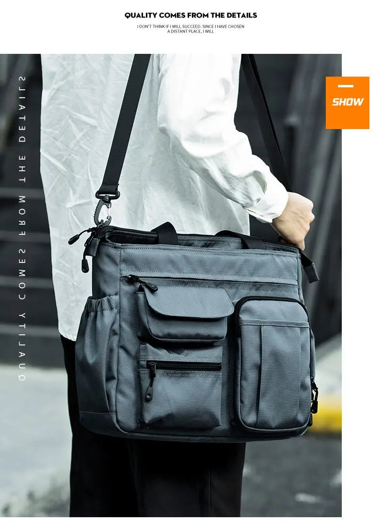 14 Pocket Men Shoulder Messenger Bag Waterproof Crossbody Bags Waterproof Oxford Travel Handbag Large Capacity Storage Work Bags