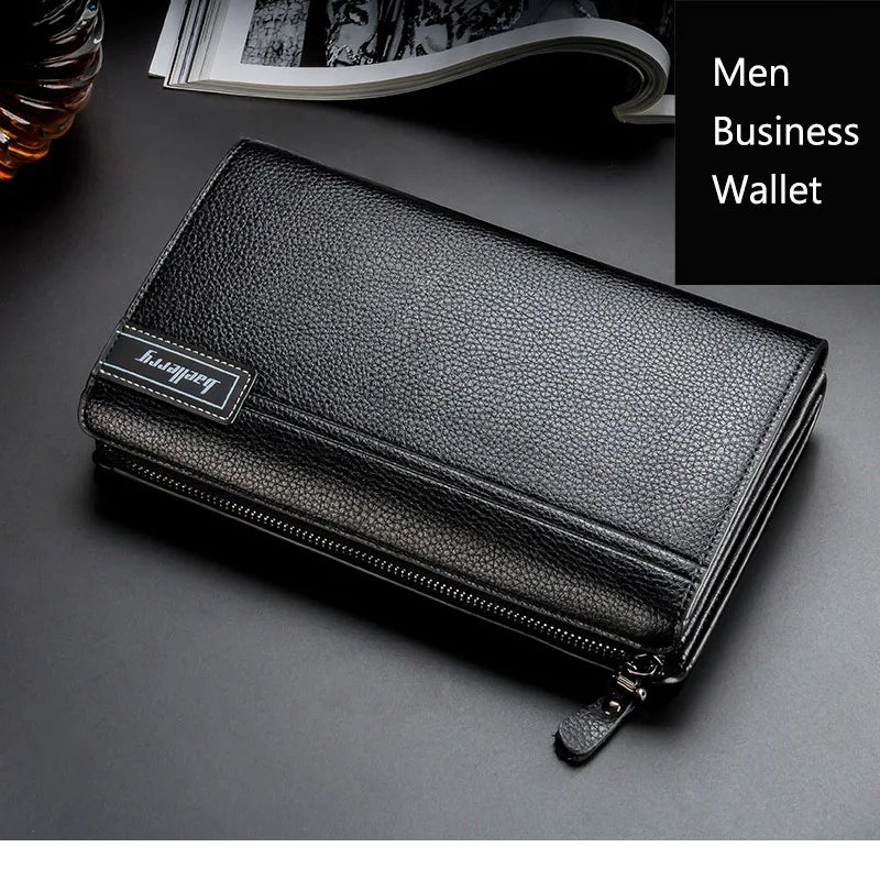 Baellerry Large Capacity Phone Pocket New Men Wallets Handbag Brand Card Holder Zipper Male Wallets Passport Case Men's Purses