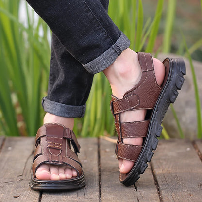 Men's Casual Outdoor Sandals with Adjustable Straps and Non-Slip Sole for Summer Beach Walks, Hiking Trails, and Daily Wear, Per