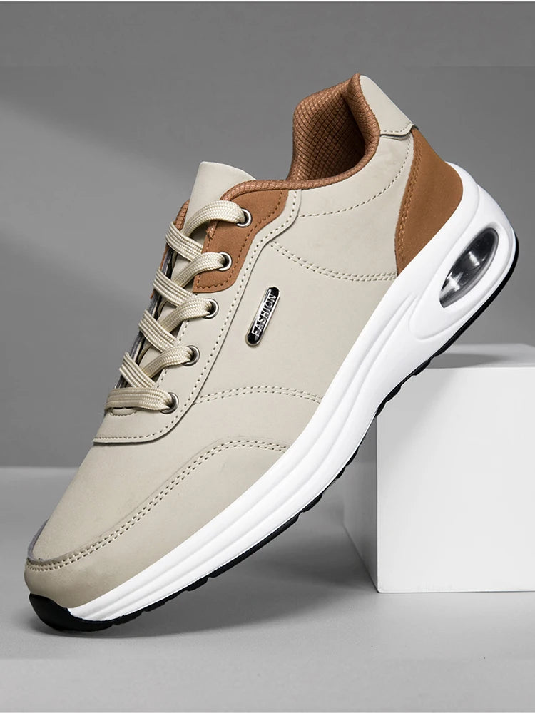 2026 New Walking Sports Shoes Leather Waterproof Casual Sports Shoes Non-slip Shock Absorption Running Shoes Men's Tennis Shoes