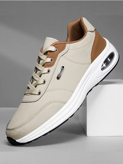 2026 New Walking Sports Shoes Leather Waterproof Casual Sports Shoes Non-slip Shock Absorption Running Shoes Men's Tennis Shoes