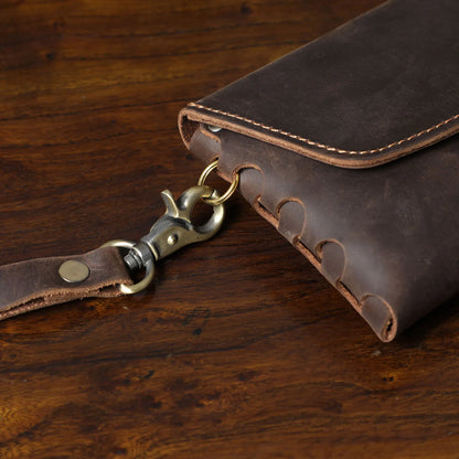 S.WORKER Classic Full Grain Leather Long Wallet For Men Large Capacity For Cash&Cards Slot Pocket Purse