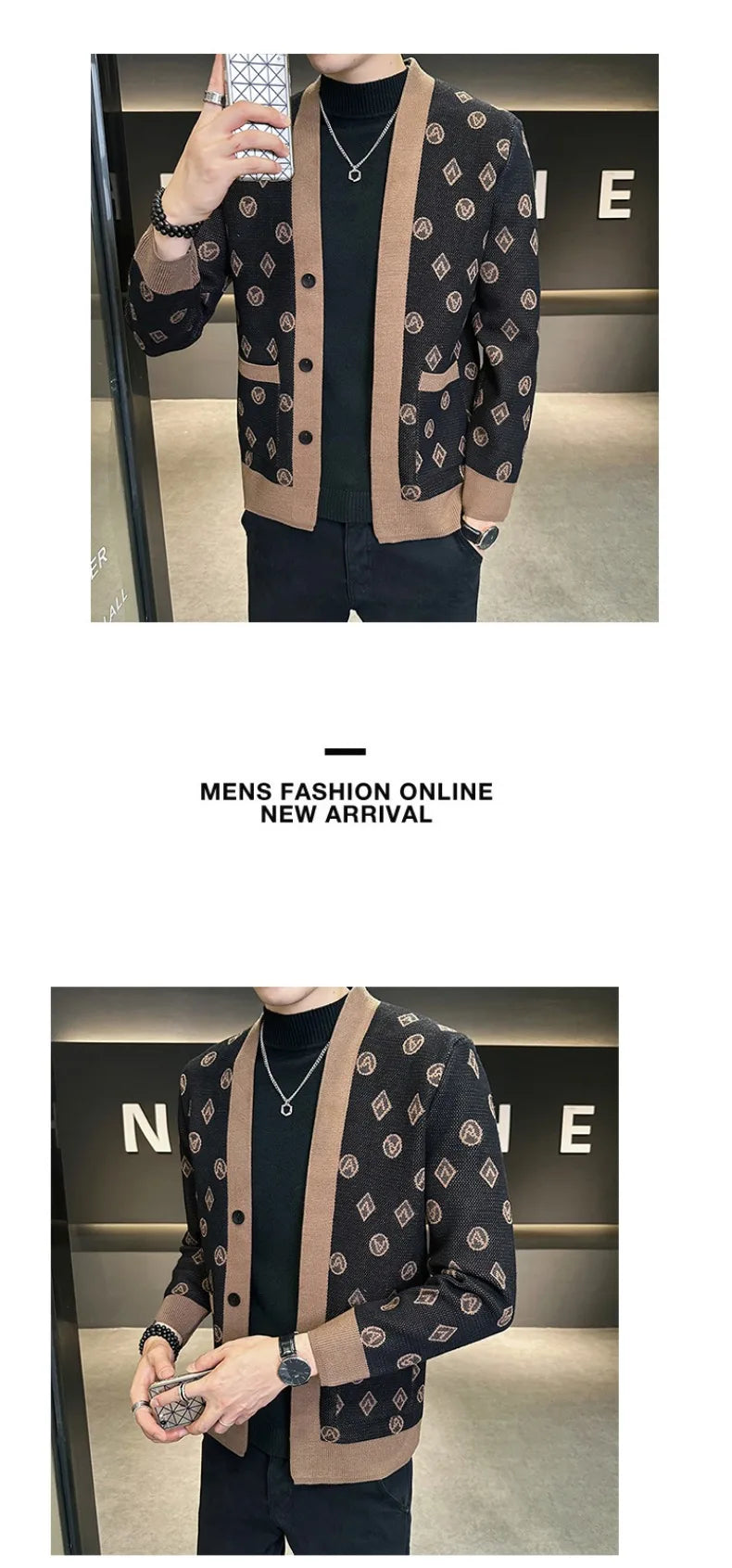 Brand Autumn Jacquard Knitted Cardigan Jackets Men Casual Business Sweater Coats Fashion Button Cardigans Men Clothing M-4XL