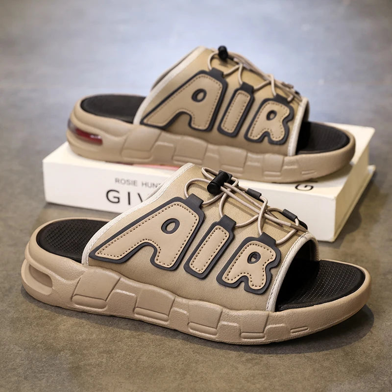 2025 New Men's Casual Leather Slippers Designer Antiskid Beach Sandals Fashion Outdoor Lightweight Slippers Comfy Walking Shoes