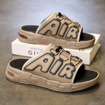 2025 New Men's Casual Leather Slippers Designer Antiskid Beach Sandals Fashion Outdoor Lightweight Slippers Comfy Walking Shoes