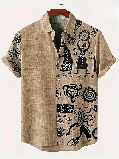 Hawaii Shirts for Men 3D Paisley Graphic Short-sleeved T-shirt Casual Lapel Buttons Male Tops Summer Oversized Bohemian Man Tees