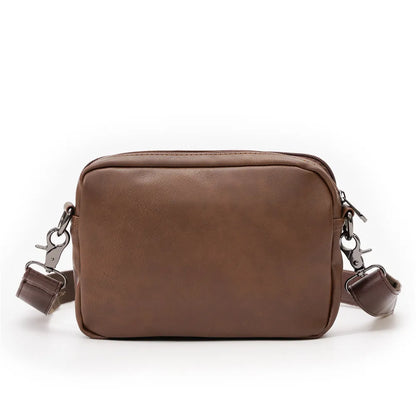 Vinatge Men's Crossbody Bag Soft PU Leather Shoulder Bag For Men Fashion Square Crossbody Messenger Bag Flap Zipper Satchels