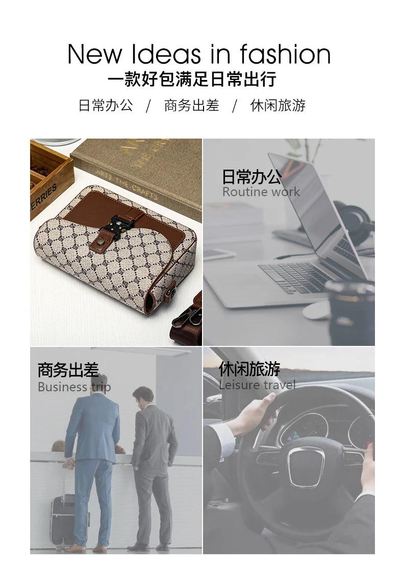 High-End Casual Shoulder Bag for Commuting Business Waterproof Daily Sling Bag Fashionable Jacquard Pattern Men's Crossbody Bag