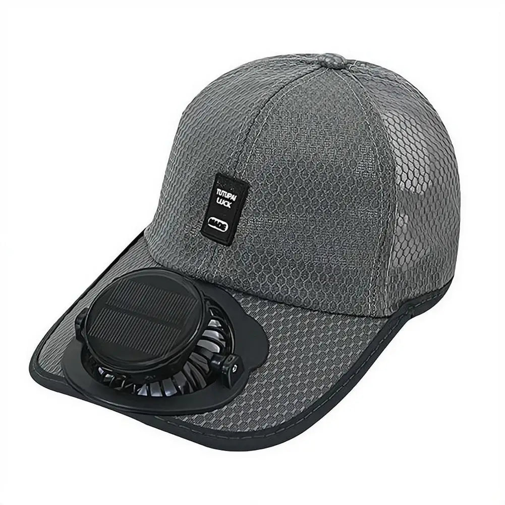 Summer Men Women Mesh Baseball Hat Sun Block Baseball Hat With Solar Fan USB Charging Fan Breathable UV Block Outdoor Sunhats