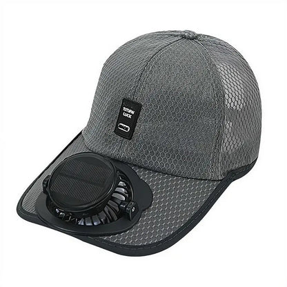 Summer Men Women Mesh Baseball Hat Sun Block Baseball Hat With Solar Fan USB Charging Fan Breathable UV Block Outdoor Sunhats