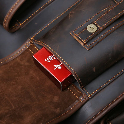 Crazy Horse Leather Retro Men's Horizontal Handbag Genuine Leather Niche Single Shoulder Cross Shoulder Large Capacity Briefcase