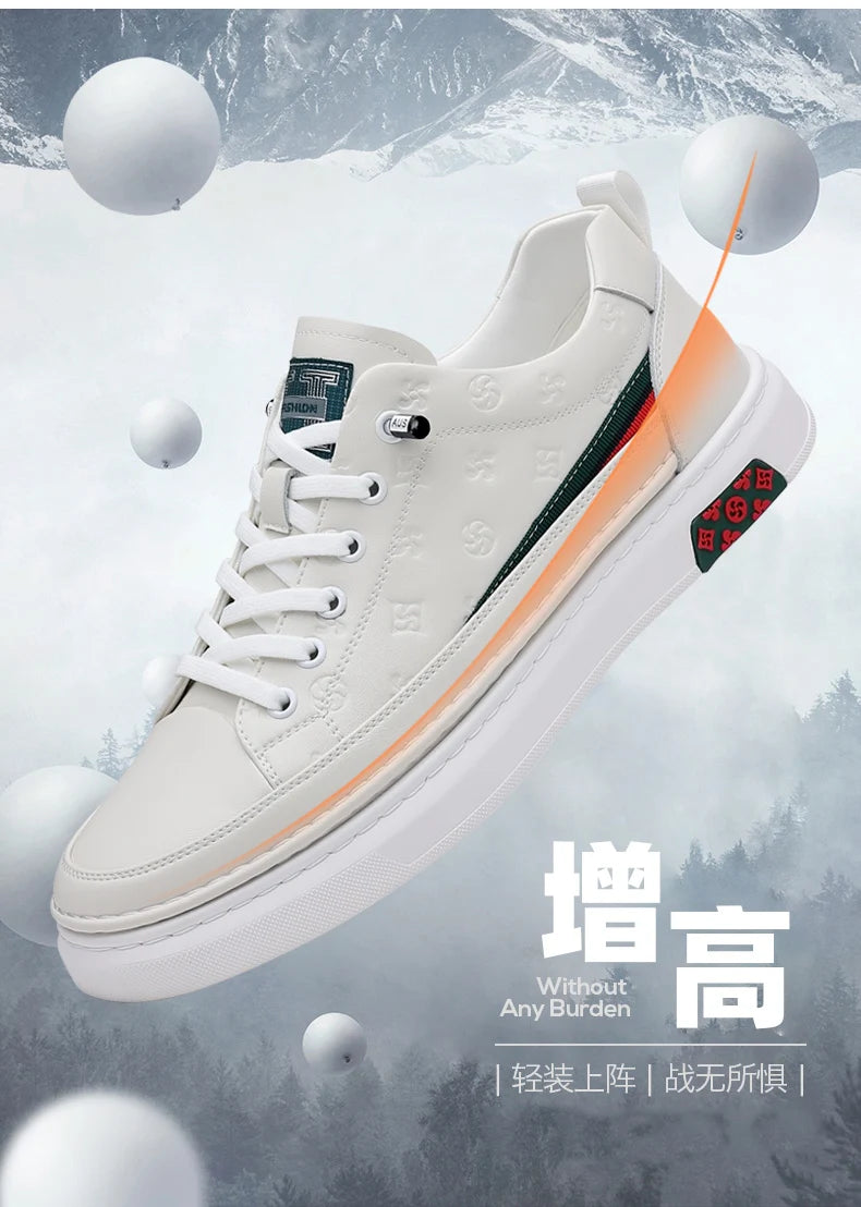 Spring Autumn Flat /5cm Elevator Shoes Men Casual Genuine Leather Sneakers Leisure Height Increase Breathable Men Loafers Trendy