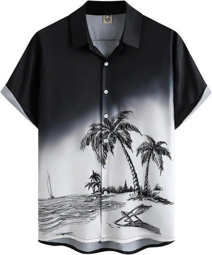 Men's Coconut Tree 3D Print Shirt for Summer - Quick-Drying, Loose Fit, Suitable for Everyday Wear, Perfect for Beach Vacations