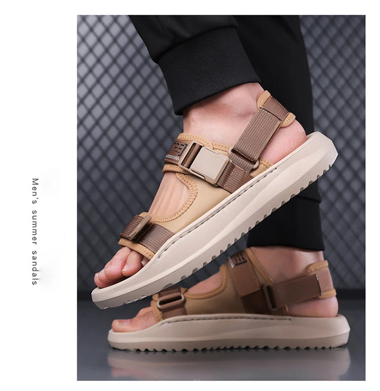 Men's Roman Sandals Summer Outdoor Sports Slip-On Shoes Anti-Slip Breathable Soft Bottom Casual Beach Shoes-WC20258