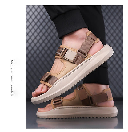Men's Roman Sandals Summer Outdoor Sports Slip-On Shoes Anti-Slip Breathable Soft Bottom Casual Beach Shoes-WC20258