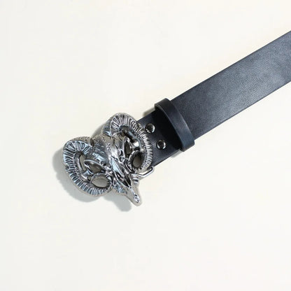 Vintage Western Bull Head Buckle Pu Belt Studded Waist Strap For Jeans Cargo Pants Cowboy Retro Streetwear Accessory