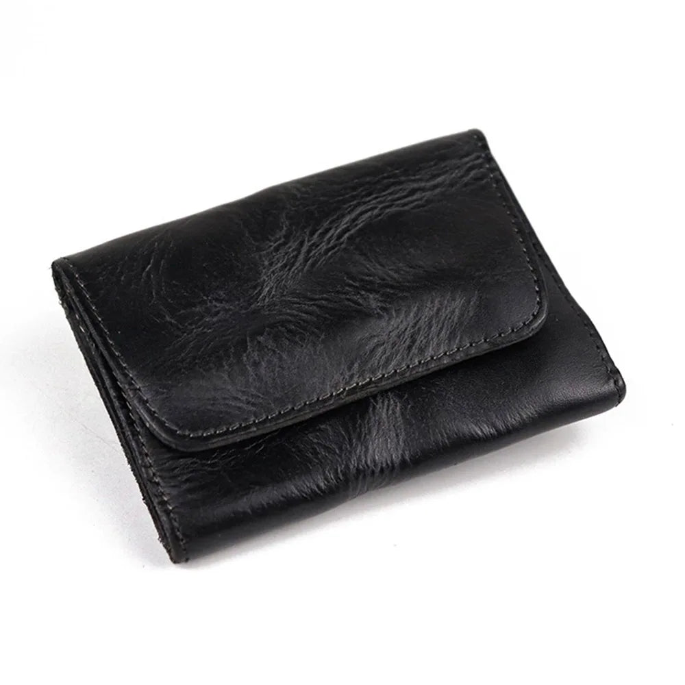 New Simple Men Wallets High Quality Genuine Cow Leather Coin Pocket Retro Handmade Male Purses Card Holder Men's Money Clips