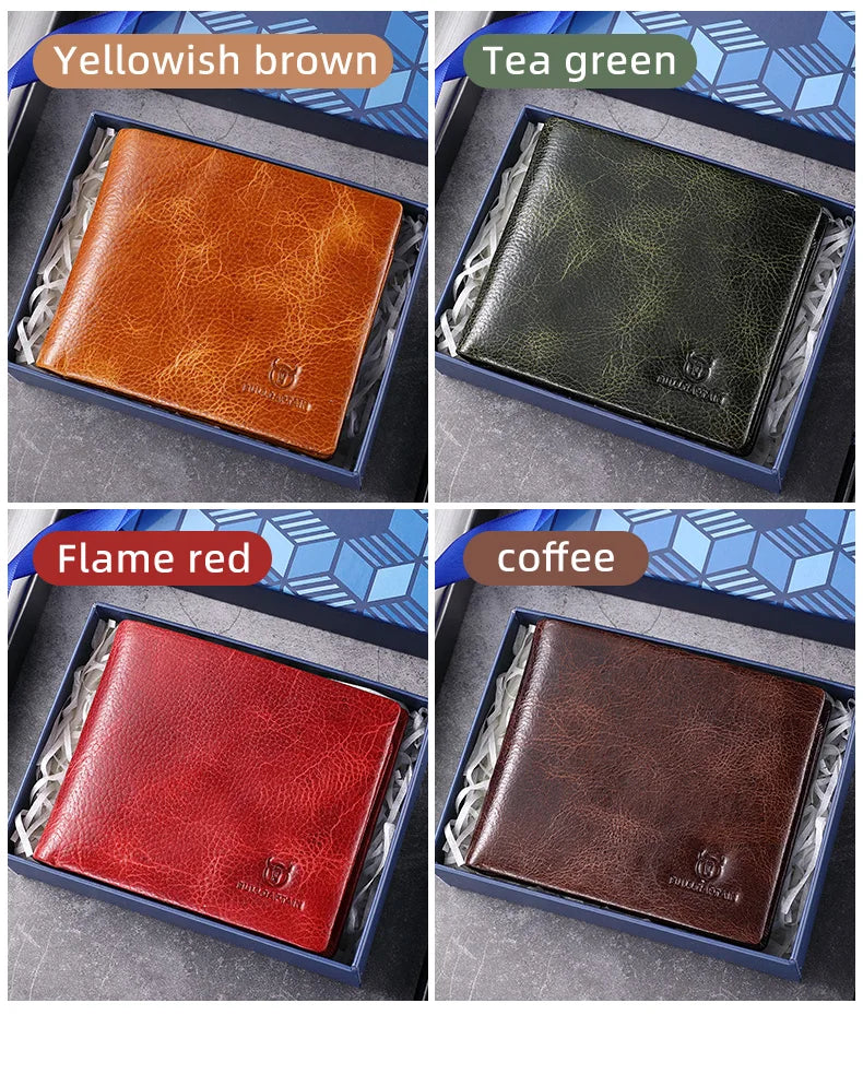 BULLCAPTAIN New Men's Leather Wallet RFID Function Fashion Business Multi-Card Men's Wallet Clip QB026