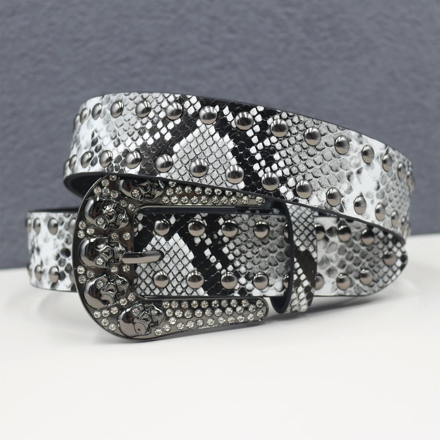 Pyramid Fashion Rivet Belt Snake Cat Paw Skull  Men&Women's Studded Belt Punk Rock With Pin Buckle Drop Shipping Black