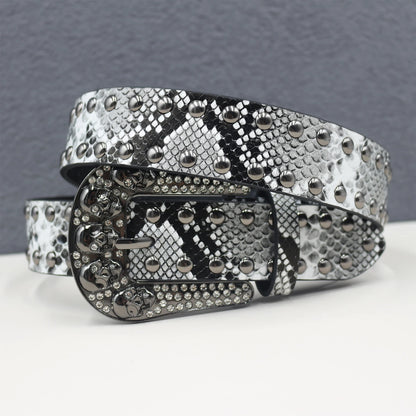 Pyramid Fashion Rivet Belt Snake Cat Paw Skull  Men&Women's Studded Belt Punk Rock With Pin Buckle Drop Shipping Black