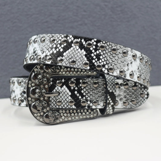 Pyramid Fashion Rivet Belt Snake Cat Paw Skull  Men&Women's Studded Belt Punk Rock With Pin Buckle Drop Shipping Black